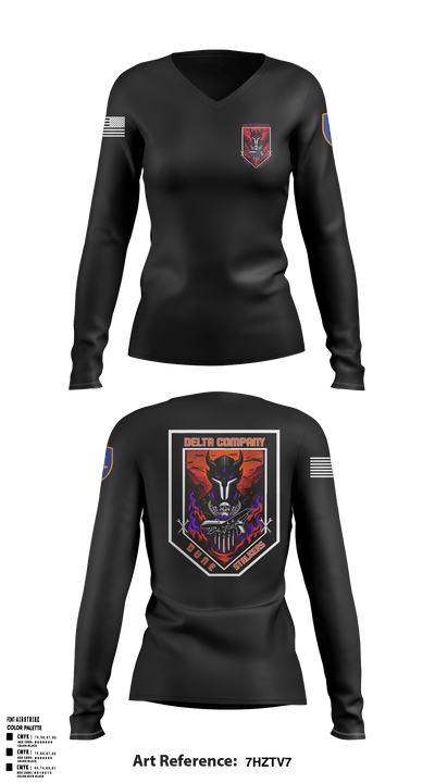 Delta Co, 2-13th AVN REGT_CADRE 68072137 Women's Long Sleeve V-neck Shirt - 6