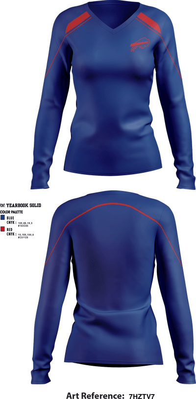 Keystone Bills Football and Cheer 89420686 Women's Long Sleeve V-neck Shirt - 1