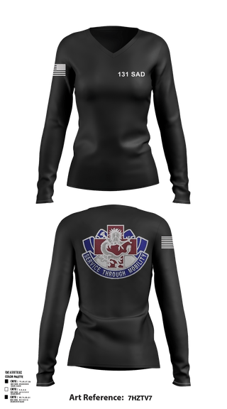 Women's Long Sleeve Vneck Shirt, 131 SAD, Army, Teamtime, Team time, sublimation, custom sports apparel, team uniforms, spirit wear, spiritwear, sports uniforms, custom shirts, team store, custom team store, fundraiser sports, apparel fundraiser