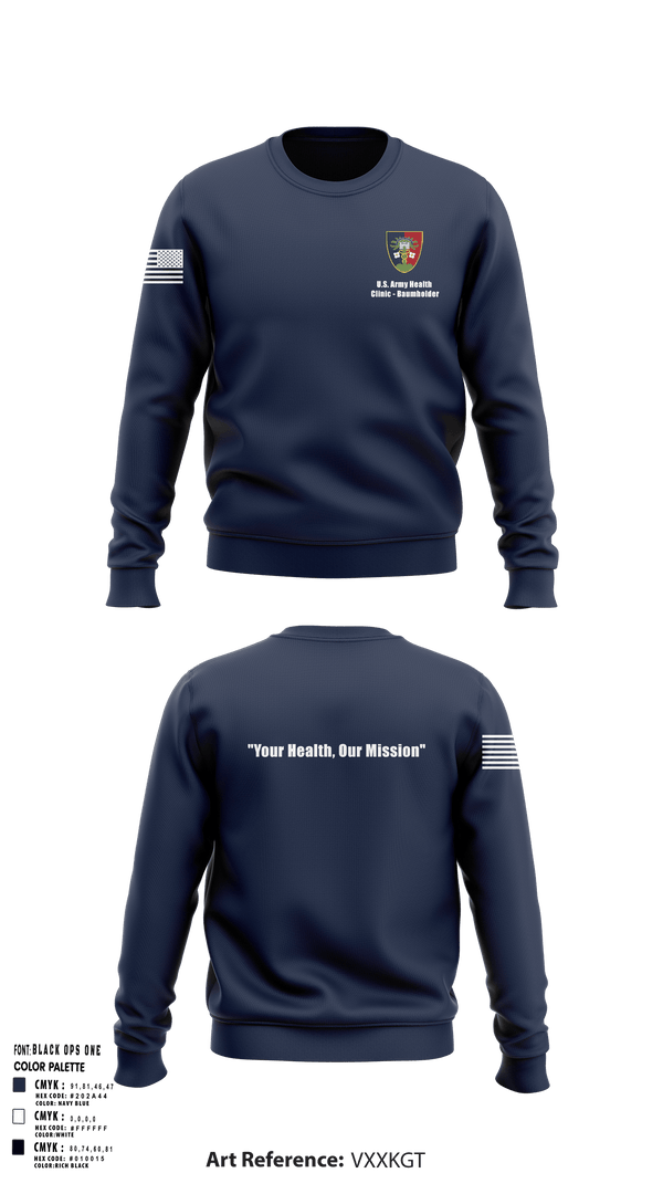 Crew Neck Sweatshirt, U.S. Army Health Clinic - Baumholder, Army, Teamtime, Team time, sublimation, custom sports apparel, team uniforms, spirit wear, spiritwear, sports uniforms, custom shirts, team store, custom team store, fundraiser sports, apparel fundraiser