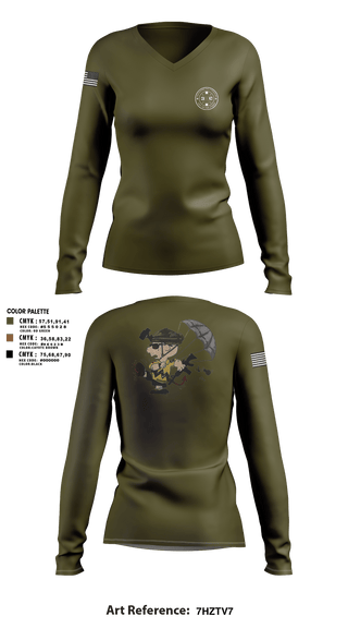 Women's Long Sleeve Vneck Shirt, 3rd Platoon, CCo, 1-508th PIR, , Teamtime, Team time, sublimation, custom sports apparel, team uniforms, spirit wear, spiritwear, sports uniforms, custom shirts, team store, custom team store, fundraiser sports, apparel fundraiser