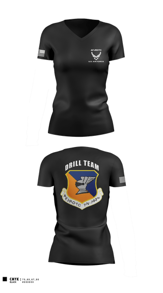 Women's Short Sleeve Vneck Shirt, WBHS AFJROTC, Air Force, Teamtime, Team time, sublimation, custom sports apparel, team uniforms, spirit wear, spiritwear, sports uniforms, custom shirts, team store, custom team store, fundraiser sports, apparel fundraiser