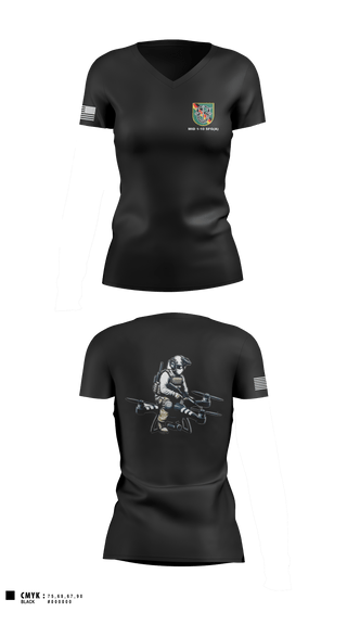 Women's Short Sleeve Vneck Shirt, Military Intelligence Detachment 1st Battalion 10th Special Forces Group (Airborne), Army, Teamtime, Team time, sublimation, custom sports apparel, team uniforms, spirit wear, spiritwear, sports uniforms, custom shirts, team store, custom team store, fundraiser sports, apparel fundraiser