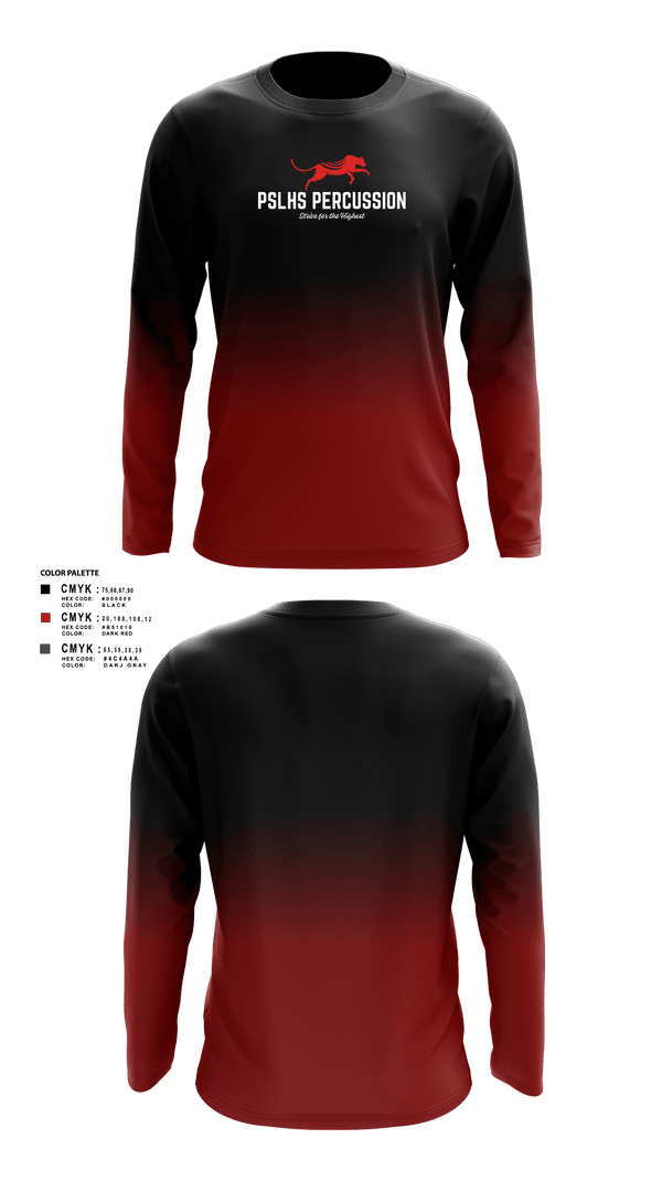 Long Sleeve Performance Shirt, PSLHS Percussion, Men's Soccer, Teamtime, Team time, sublimation, custom sports apparel, team uniforms, spirit wear, spiritwear, sports uniforms, custom shirts, team store, custom team store, fundraiser sports, apparel fundraiser