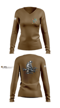 Military Intelligence Detachment 1st Battalion 10th Special Forces Group (Airborne) 57770757 Women's Long Sleeve V-neck Shirt - 6