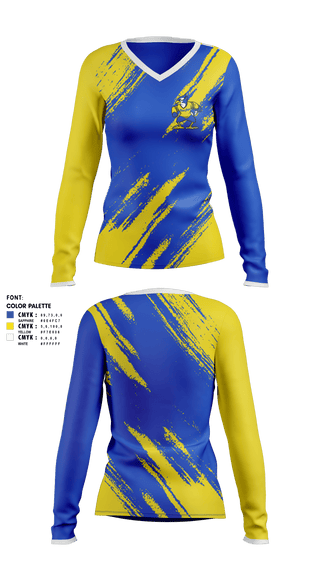 Women's Long Sleeve Vneck Shirt, Jewell High School, Spirit Store, Teamtime, Team time, sublimation, custom sports apparel, team uniforms, spirit wear, spiritwear, sports uniforms, custom shirts, team store, custom team store, fundraiser sports, apparel fundraiser