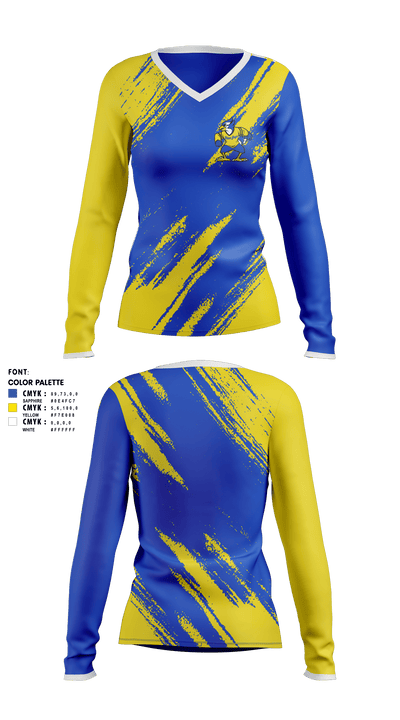 Jewell High School 59864142 Women's Long Sleeve V-neck Shirt - 3