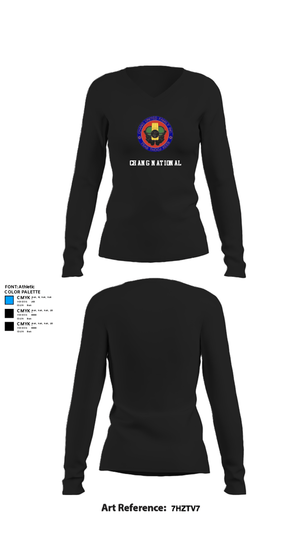 Women's Long Sleeve Vneck Shirt, Chang National, , Teamtime, Team time, sublimation, custom sports apparel, team uniforms, spirit wear, spiritwear, sports uniforms, custom shirts, team store, custom team store, fundraiser sports, apparel fundraiser