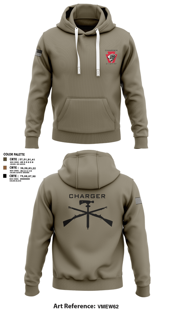 Hoodie, Charger Co. / 2-112th Infantry Battalion, National Guard, Teamtime, Team time, sublimation, custom sports apparel, team uniforms, spirit wear, spiritwear, sports uniforms, custom shirts, team store, custom team store, fundraiser sports, apparel fundraiser