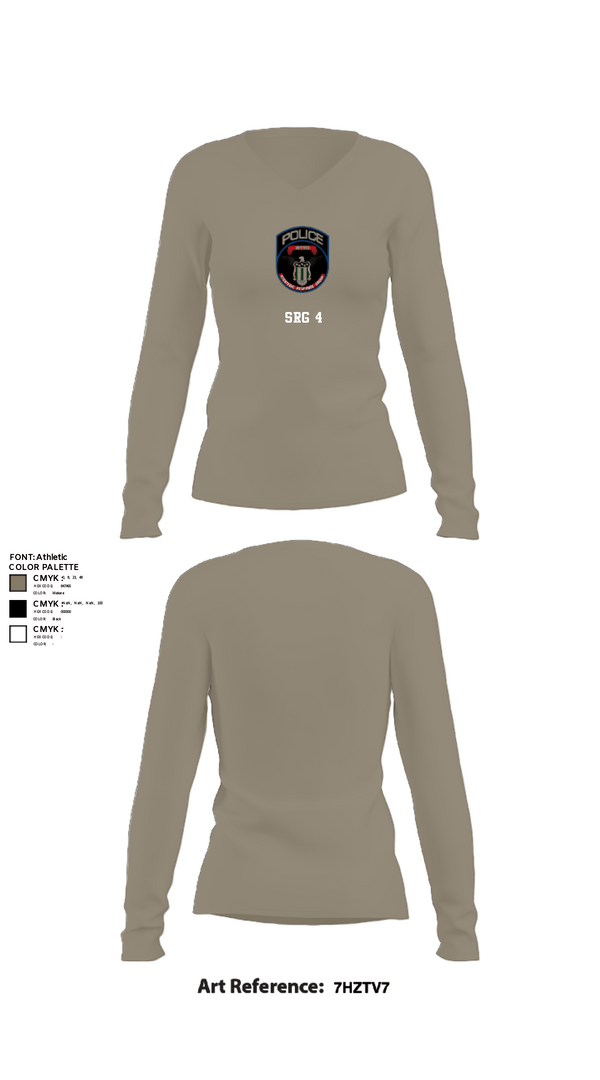 Women's Long Sleeve Vneck Shirt, SRG 4, Police, Teamtime, Team time, sublimation, custom sports apparel, team uniforms, spirit wear, spiritwear, sports uniforms, custom shirts, team store, custom team store, fundraiser sports, apparel fundraiser