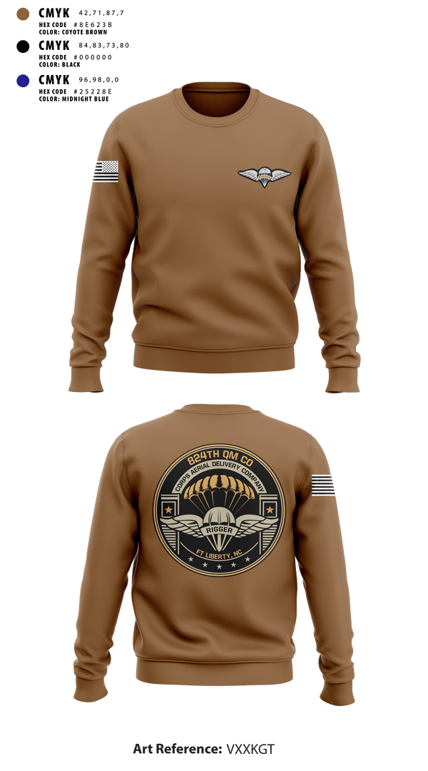Crew Neck Sweatshirt, 824th QM CO (CADC-A), Army, Teamtime, Team time, sublimation, custom sports apparel, team uniforms, spirit wear, spiritwear, sports uniforms, custom shirts, team store, custom team store, fundraiser sports, apparel fundraiser