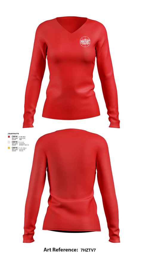 Women's Long Sleeve Vneck Shirt, RWE, Women's Basketball, Teamtime, Team time, sublimation, custom sports apparel, team uniforms, spirit wear, spiritwear, sports uniforms, custom shirts, team store, custom team store, fundraiser sports, apparel fundraiser