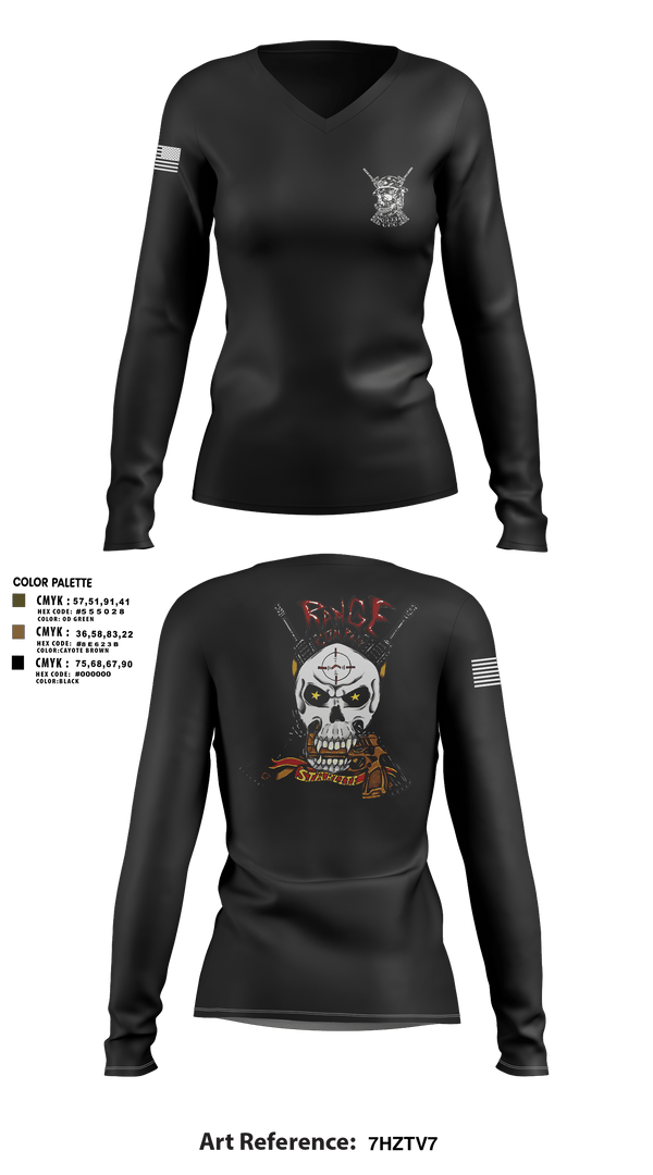 Women's Long Sleeve Vneck Shirt, Range Company, Marines, Teamtime, Team time, sublimation, custom sports apparel, team uniforms, spirit wear, spiritwear, sports uniforms, custom shirts, team store, custom team store, fundraiser sports, apparel fundraiser