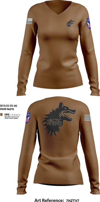 Women's Long Sleeve Vneck Shirt, Arctic Wolves, , Teamtime, Team time, sublimation, custom sports apparel, team uniforms, spirit wear, spiritwear, sports uniforms, custom shirts, team store, custom team store, fundraiser sports, apparel fundraiser