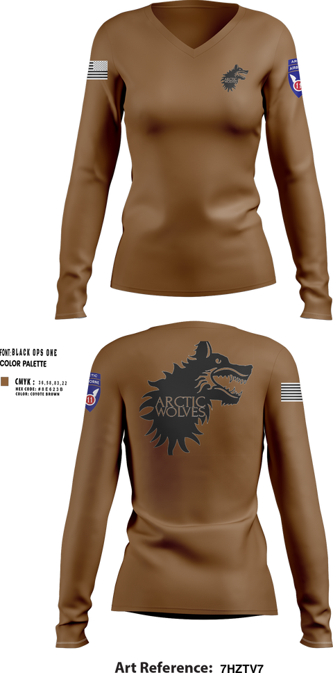 Women's Long Sleeve Vneck Shirt, Arctic Wolves, , Teamtime, Team time, sublimation, custom sports apparel, team uniforms, spirit wear, spiritwear, sports uniforms, custom shirts, team store, custom team store, fundraiser sports, apparel fundraiser
