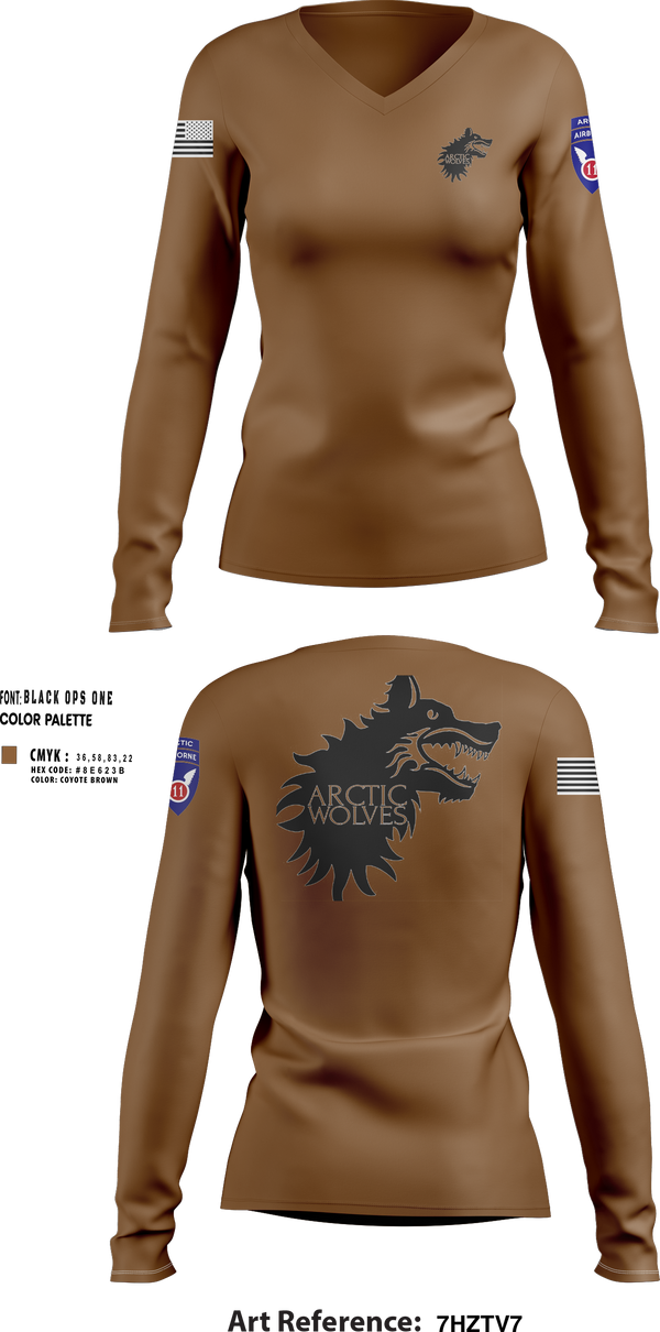 Women's Long Sleeve Vneck Shirt, Arctic Wolves, , Teamtime, Team time, sublimation, custom sports apparel, team uniforms, spirit wear, spiritwear, sports uniforms, custom shirts, team store, custom team store, fundraiser sports, apparel fundraiser