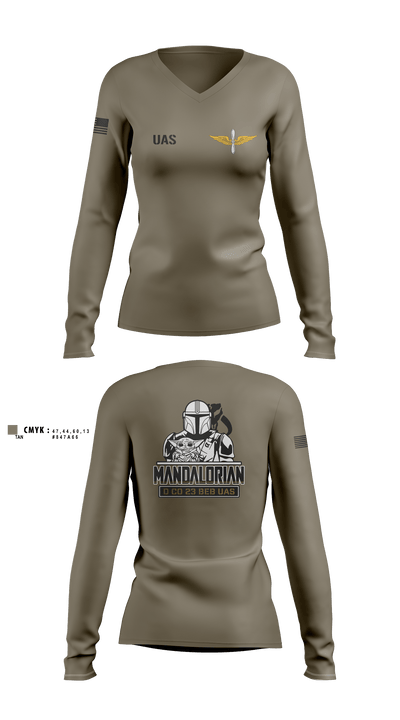 23rd BEB UAS 32441803 Women's Long Sleeve V-neck Shirt - 2