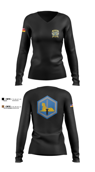 Women's Long Sleeve Vneck Shirt, HHC, 66th MIB-T, , Teamtime, Team time, sublimation, custom sports apparel, team uniforms, spirit wear, spiritwear, sports uniforms, custom shirts, team store, custom team store, fundraiser sports, apparel fundraiser
