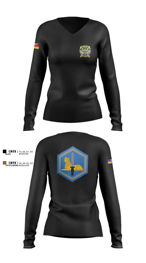 Women's Long Sleeve Vneck Shirt, HHC, 66th MIB-T, , Teamtime, Team time, sublimation, custom sports apparel, team uniforms, spirit wear, spiritwear, sports uniforms, custom shirts, team store, custom team store, fundraiser sports, apparel fundraiser