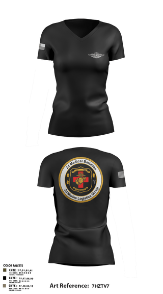 Women's Short Sleeve Vneck Shirt, 2D MED BN, 2FSSG, 2MARFORLANT, Navy, Teamtime, Team time, sublimation, custom sports apparel, team uniforms, spirit wear, spiritwear, sports uniforms, custom shirts, team store, custom team store, fundraiser sports, apparel fundraiser