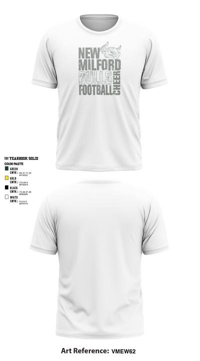 New Milford Bulls Football And Cheerleading 19489077 Short Sleeve Performance Shirt - 16