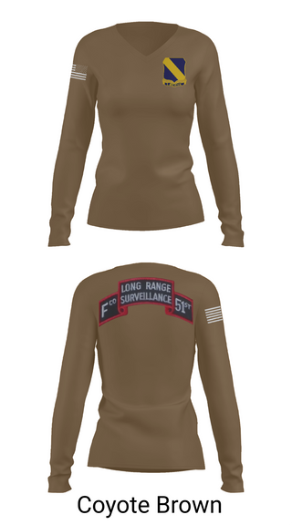 Women's Long Sleeve Vneck Shirt, Fco 51st infantry LRSU, , Teamtime, Team time, sublimation, custom sports apparel, team uniforms, spirit wear, spiritwear, sports uniforms, custom shirts, team store, custom team store, fundraiser sports, apparel fundraiser