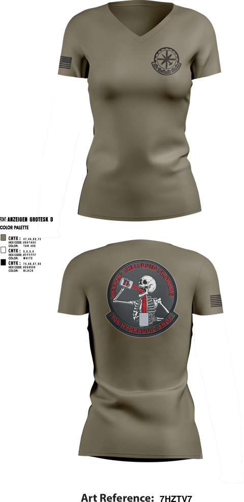 Women's Short Sleeve Vneck Shirt, 106 Hydraulic Shop, Air Force, Teamtime, Team time, sublimation, custom sports apparel, team uniforms, spirit wear, spiritwear, sports uniforms, custom shirts, team store, custom team store, fundraiser sports, apparel fundraiser