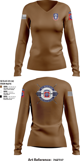 Women's Long Sleeve Vneck Shirt, 82nd ADSB H2F, Army, Teamtime, Team time, sublimation, custom sports apparel, team uniforms, spirit wear, spiritwear, sports uniforms, custom shirts, team store, custom team store, fundraiser sports, apparel fundraiser