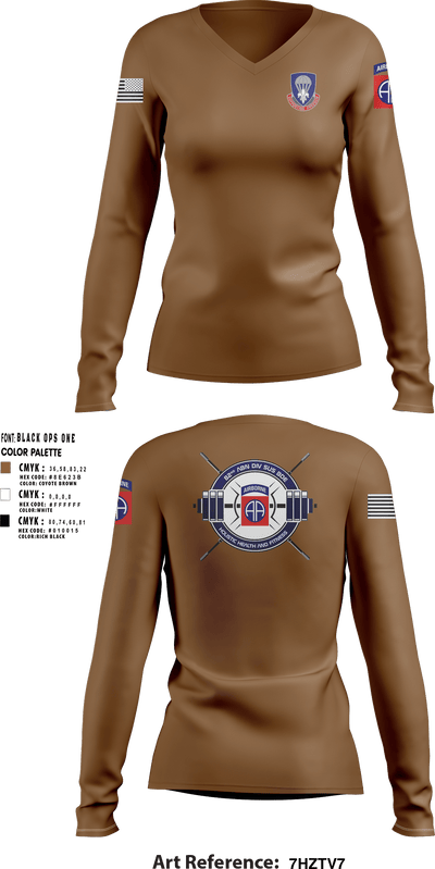82nd ADSB H2F 64570500 Women's Long Sleeve V-neck Shirt - 3