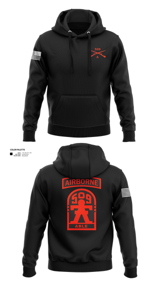 Hoodie, 3-509th Parachute Infantry BN Able Nation, , Teamtime, Team time, sublimation, custom sports apparel, team uniforms, spirit wear, spiritwear, sports uniforms, custom shirts, team store, custom team store, fundraiser sports, apparel fundraiser