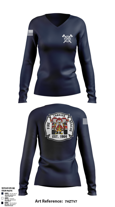 TANGIER VOL FIRE DEPT 83460531 Women's Long Sleeve V-neck Shirt - 1