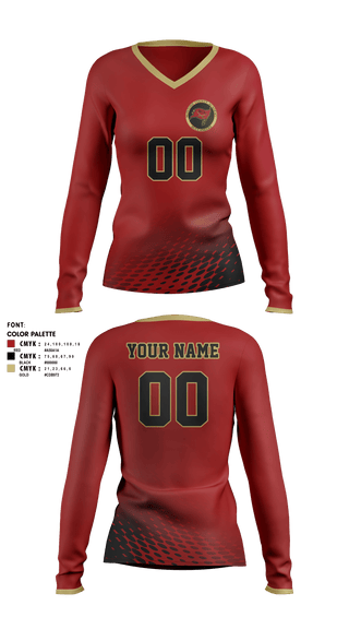 Women's Long Sleeve Vneck Shirt, McIntosh County Academy Volleyball, Women's Volleyball, Teamtime, Team time, sublimation, custom sports apparel, team uniforms, spirit wear, spiritwear, sports uniforms, custom shirts, team store, custom team store, fundraiser sports, apparel fundraiser