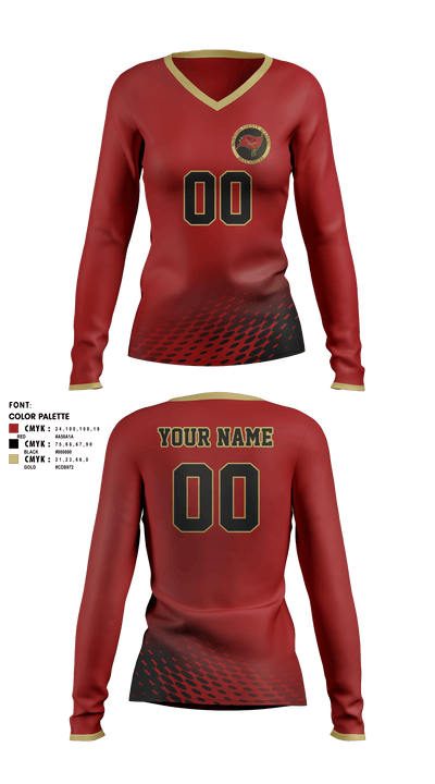 McIntosh County Academy Volleyball 47891415 Women's Long Sleeve V-neck Shirt - 1