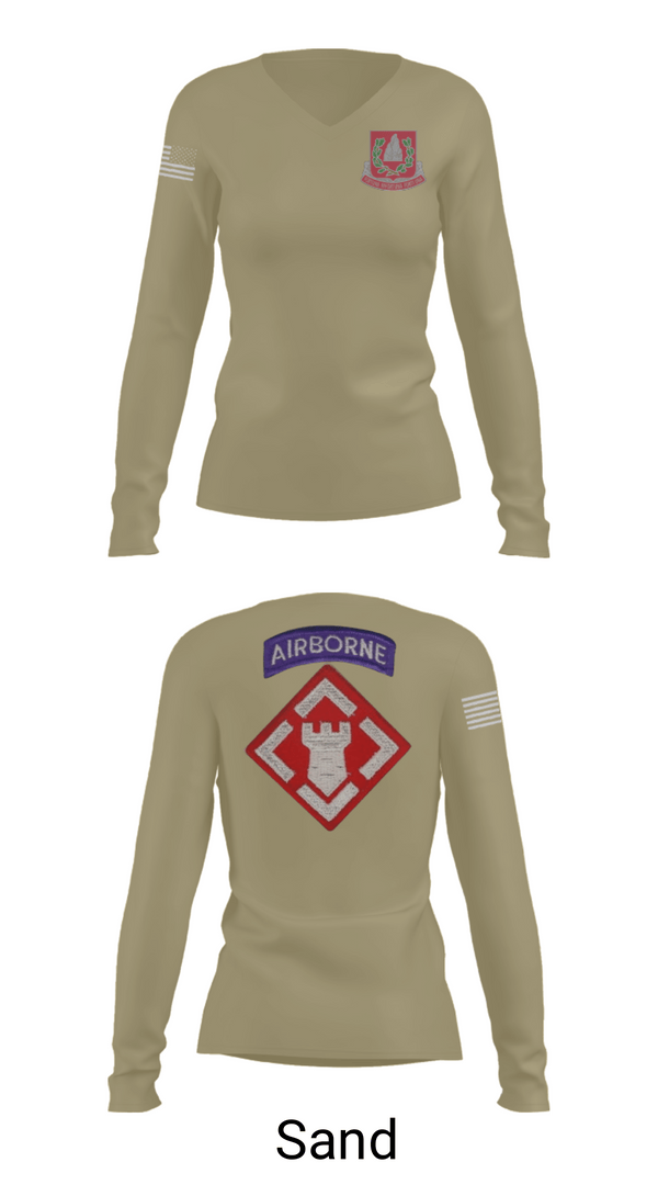 Women's Long Sleeve Vneck Shirt, 37th engineer bn, Army, Teamtime, Team time, sublimation, custom sports apparel, team uniforms, spirit wear, spiritwear, sports uniforms, custom shirts, team store, custom team store, fundraiser sports, apparel fundraiser