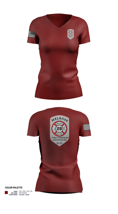 The Melrose Fire Company Incorporated 84438539 Women's Short Sleeve V-neck Shirt - 23