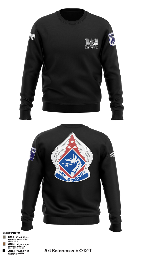 Crew Neck Sweatshirt, XVIII ABN G2, Army, Teamtime, Team time, sublimation, custom sports apparel, team uniforms, spirit wear, spiritwear, sports uniforms, custom shirts, team store, custom team store, fundraiser sports, apparel fundraiser