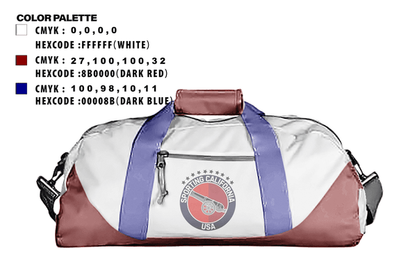 Duffle Bag, Sporting California USA, Men's Soccer, Teamtime, Team time, sublimation, custom sports apparel, team uniforms, spirit wear, spiritwear, sports uniforms, custom shirts, team store, custom team store, fundraiser sports, apparel fundraiser