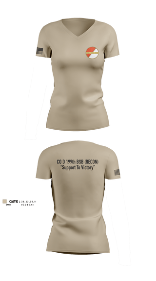 Women's Short Sleeve Vneck Shirt, Co D 199TH BSB RECON, National Guard, Teamtime, Team time, sublimation, custom sports apparel, team uniforms, spirit wear, spiritwear, sports uniforms, custom shirts, team store, custom team store, fundraiser sports, apparel fundraiser