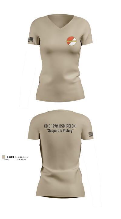Co D 199TH BSB RECON 1334677 Women's Short Sleeve V-neck Shirt - 7