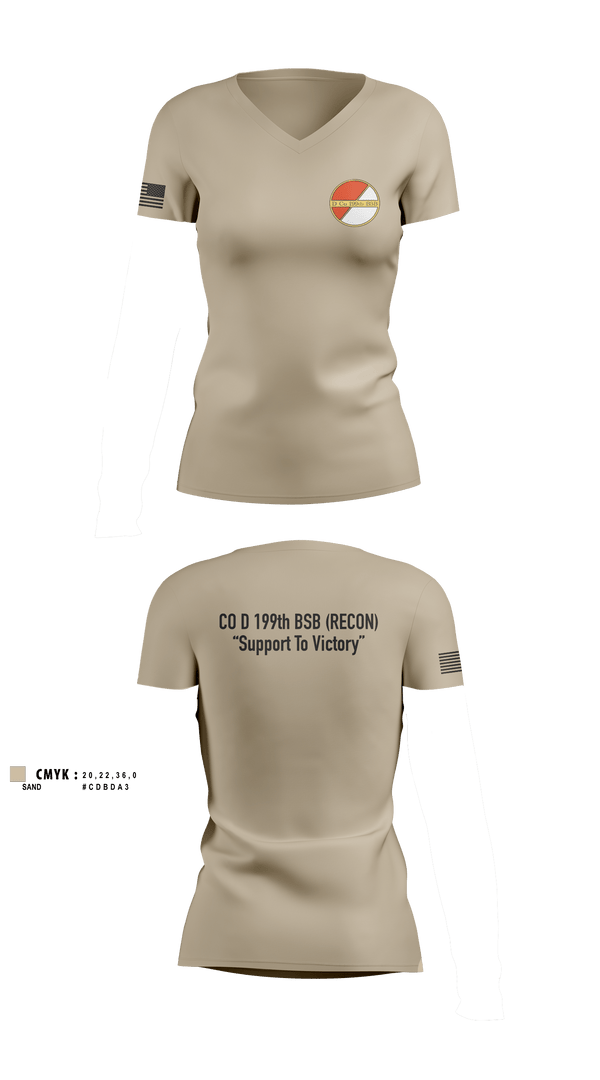 Women's Short Sleeve Vneck Shirt, Co D 199TH BSB RECON, National Guard, Teamtime, Team time, sublimation, custom sports apparel, team uniforms, spirit wear, spiritwear, sports uniforms, custom shirts, team store, custom team store, fundraiser sports, apparel fundraiser