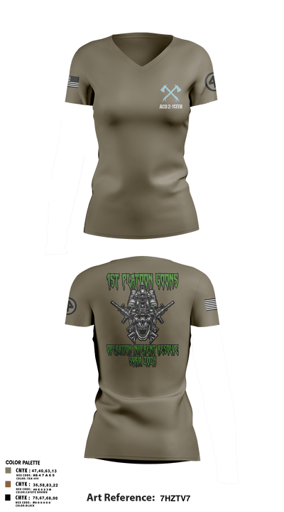 A-CO 2-113th Infantry 71985791 Women's Short Sleeve V-neck Shirt - 1