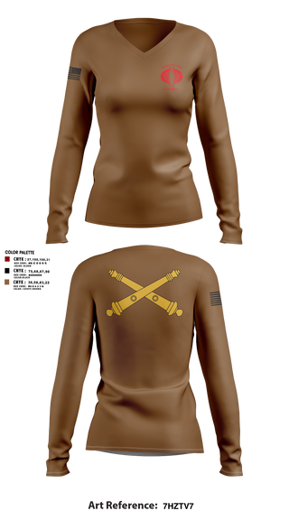Women's Long Sleeve Vneck Shirt, Charlie Battery, 1-119th FA, , Teamtime, Team time, sublimation, custom sports apparel, team uniforms, spirit wear, spiritwear, sports uniforms, custom shirts, team store, custom team store, fundraiser sports, apparel fundraiser