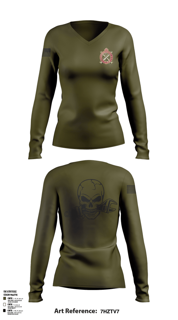 Women's Long Sleeve Vneck Shirt, 829 EVCC, National Guard, Teamtime, Team time, sublimation, custom sports apparel, team uniforms, spirit wear, spiritwear, sports uniforms, custom shirts, team store, custom team store, fundraiser sports, apparel fundraiser