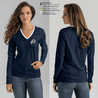 Women's Long Sleeve Vneck Shirt, Foxboro Youth Football And Cheerleading, Football, Teamtime, Team time, sublimation, custom sports apparel, team uniforms, spirit wear, spiritwear, sports uniforms, custom shirts, team store, custom team store, fundraiser sports, apparel fundraiser