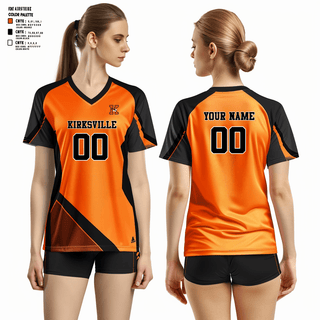 Women's Short Sleeve Vneck Shirt, Kirksville High School Volleyball, Women's Volleyball, Teamtime, Team time, sublimation, custom sports apparel, team uniforms, spirit wear, spiritwear, sports uniforms, custom shirts, team store, custom team store, fundraiser sports, apparel fundraiser