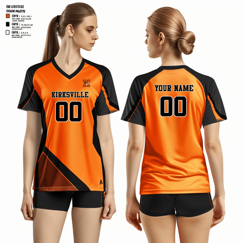 Women's Short Sleeve Vneck Shirt, Kirksville High School Volleyball, Women's Volleyball, Teamtime, Team time, sublimation, custom sports apparel, team uniforms, spirit wear, spiritwear, sports uniforms, custom shirts, team store, custom team store, fundraiser sports, apparel fundraiser