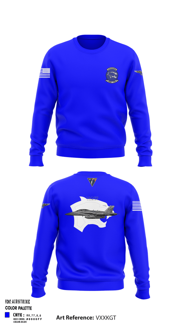Crew Neck Sweatshirt, VAQ-139 Cougars, Navy, Teamtime, Team time, sublimation, custom sports apparel, team uniforms, spirit wear, spiritwear, sports uniforms, custom shirts, team store, custom team store, fundraiser sports, apparel fundraiser