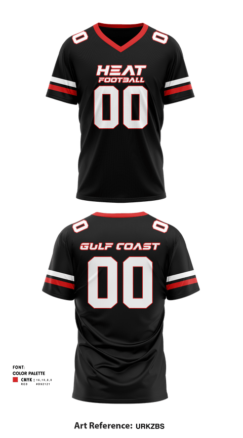 Gulf Coast Heat Flag Football 63004106 Reversible Short Sleeve V-neck Performance Shirt (Red/Black) - 10