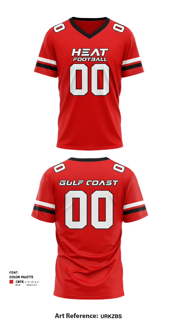 Gulf Coast Heat Flag Football 63004106 Reversible Short Sleeve V-neck Performance Shirt (Red/Black) - 10