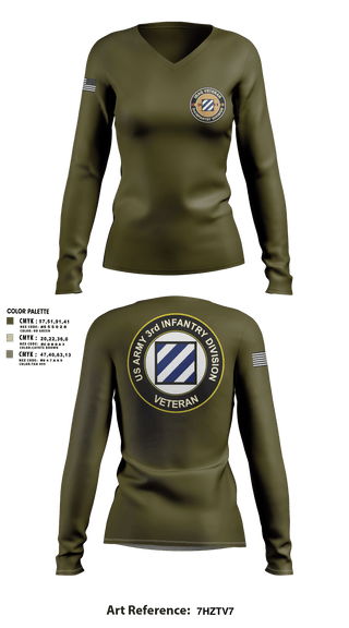 Women's Long Sleeve Vneck Shirt, 1st Armored Brigade Combat Team, Army, Teamtime, Team time, sublimation, custom sports apparel, team uniforms, spirit wear, spiritwear, sports uniforms, custom shirts, team store, custom team store, fundraiser sports, apparel fundraiser